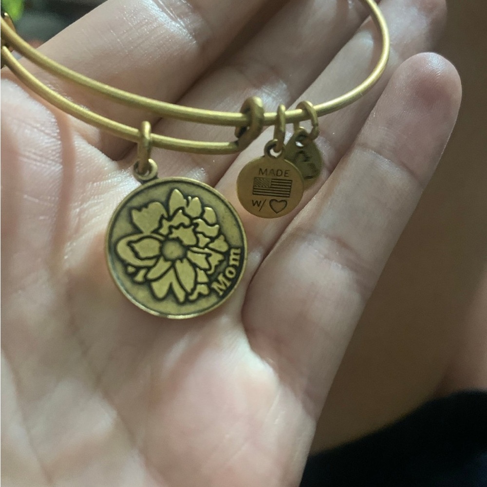 Alex and Ani Gold Charm Bracelet with Lotus Design